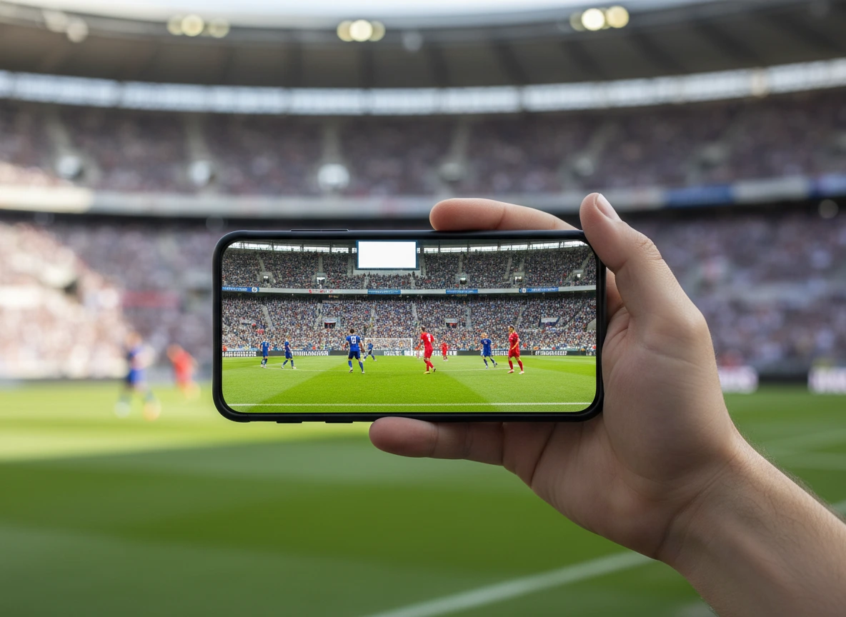 Smartphone-Darstellung mit Live-Statistiken und aktuellen Spielständen für Bundesliga-Partien.